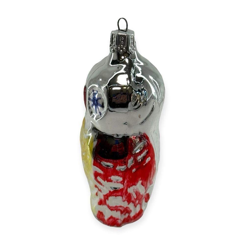 Vintage Mercury Glass Owl Christmas Ornament Hand Painted 4" Figural Woodland - Picture 3 of 6